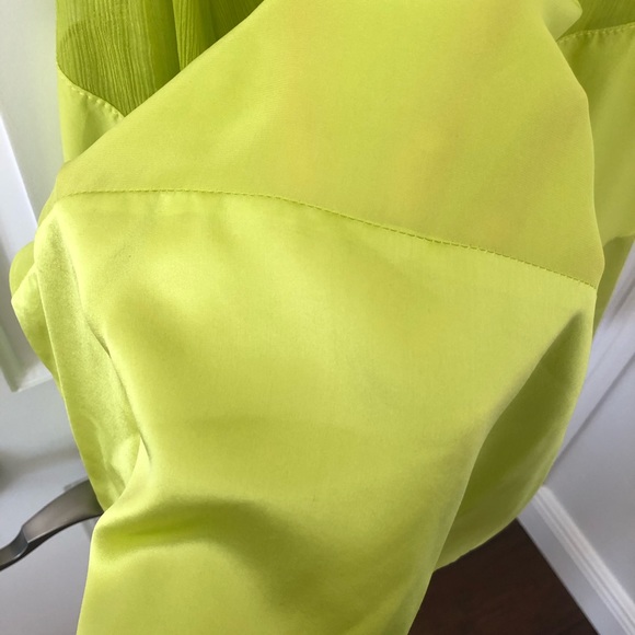 NWT Analili Neon Lime Green chiffon & silk dress Small - Picture 3 of 11